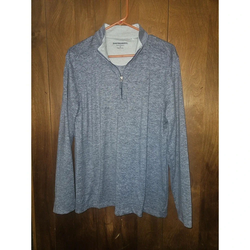 Johnston & Murphy,Men's Sz LG  Performance  1/4 Zip Heathered Gray LS Exc